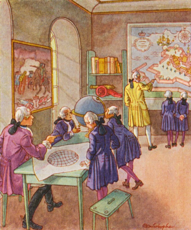 Kriegsschule / Háborús iskola (színes litográfia) alkotó: Christophe (1856 1945)