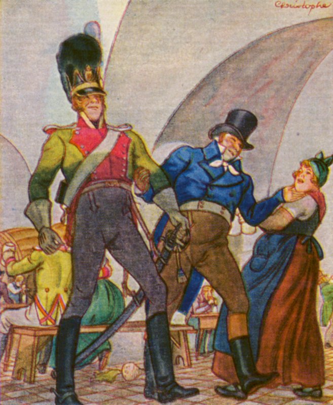 Munchener Bierkeller / Müncheni sörpince (színes litográfia) alkotó: Christophe (1856-1945)
