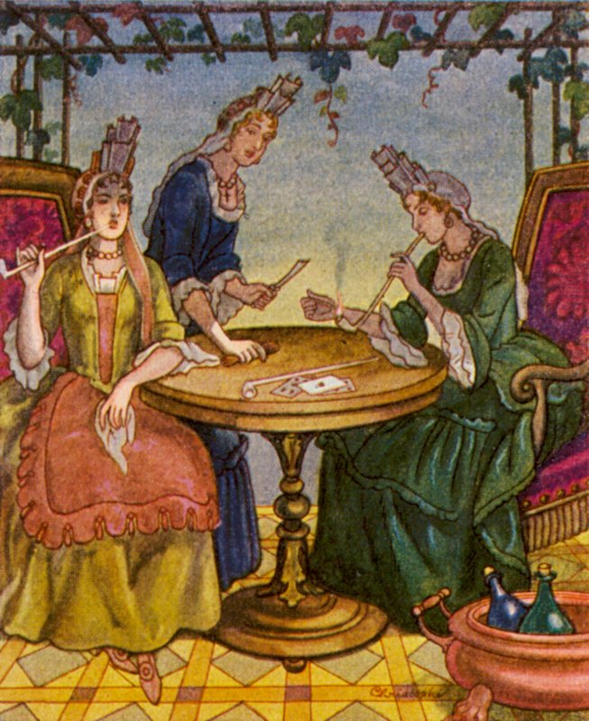 Raucherinnen / Smokers (színes litográfia) alkotó: Christophe (1856 1945)