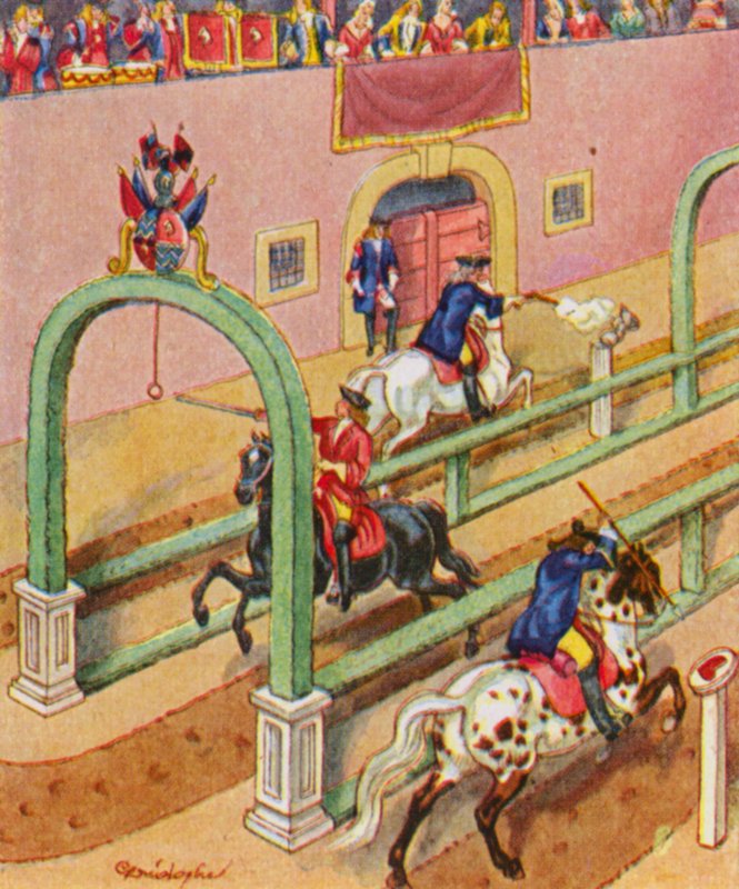 Ringelstechen / Ring Riding (színes litográfia) alkotó: Christophe (1856 1945)