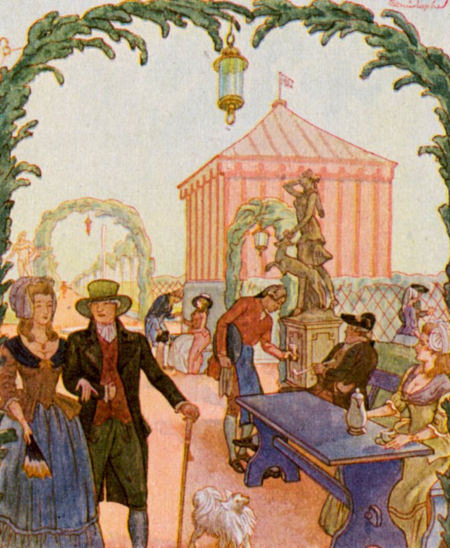 Schmausengarten Vor Nurnberg / Ünnepi kert Nürnberg előtt (színes litográfia) alkotó: Christophe (1856 1945)