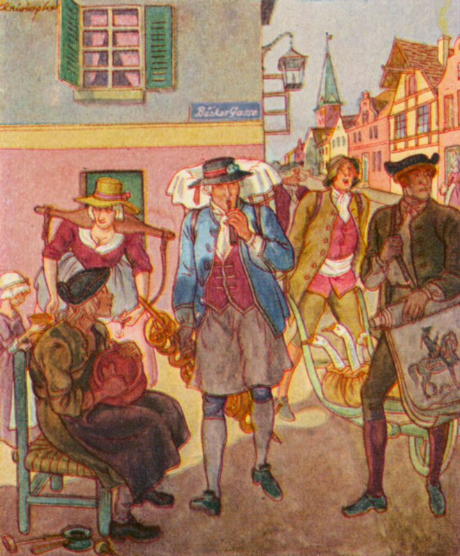 Strassenhandler / Street Dealer (színes litográfia) alkotó: Christophe (1856 1945)