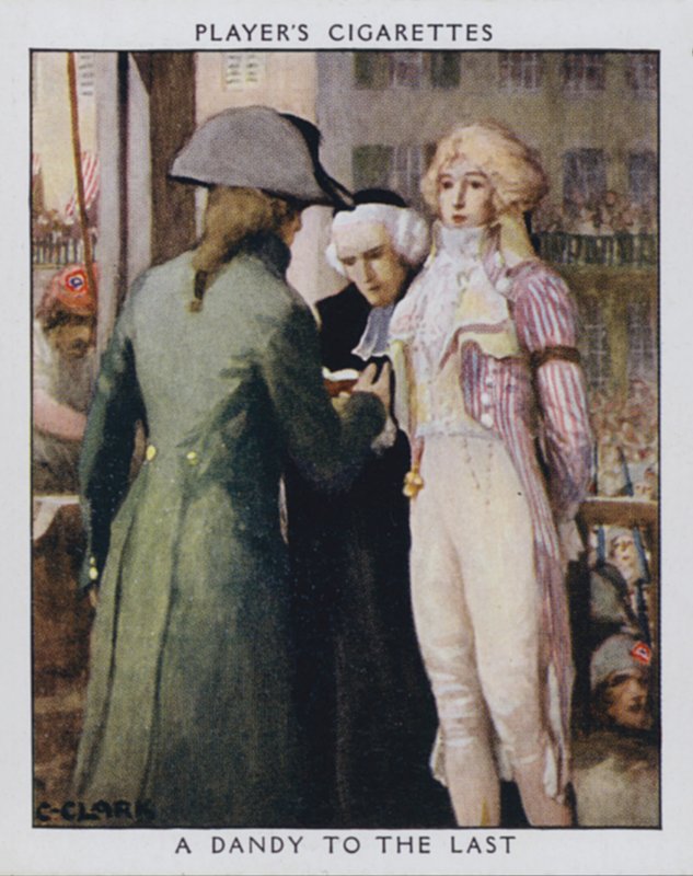 Egy Dandy az utolsóig, ahogy Sámson, a hóhér azt kérdezi, hogy eltávolíthatja-e az arisztokrata nyakkendőjét (színes litó) alkotó: Christopher (after) Clark