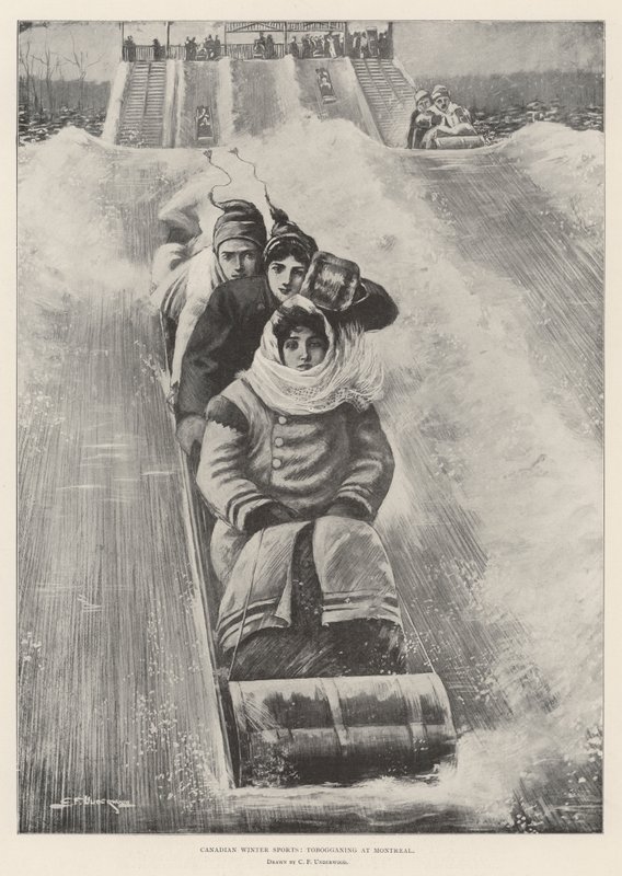 Kanadai téli sportok, szánkózás Montrealban alkotó: Clarence F. Underwood
