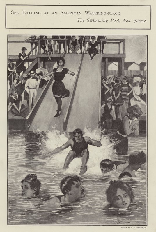 Sea bathing at a swimming pool in New Jersey, United States (litho) alkotó: Clarence F. Underwood
