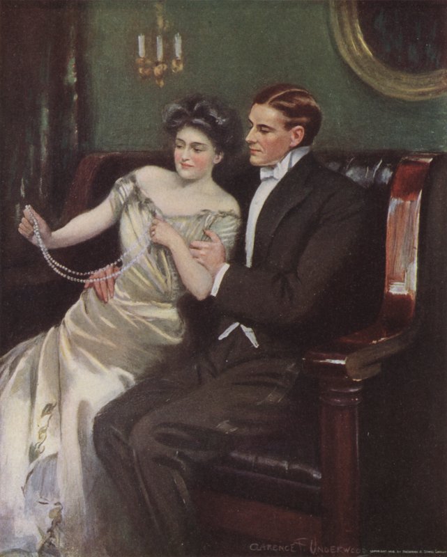 Nő gyöngy nyakláncot kapott ajándékba alkotó: Clarence F. Underwood