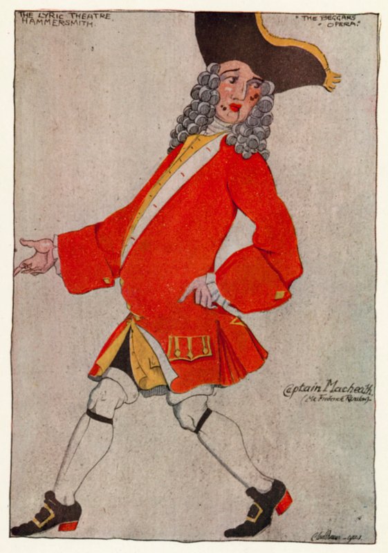 Koldusopera, Macheath kapitány (színes litó) alkotó: Claud Lovat Fraser