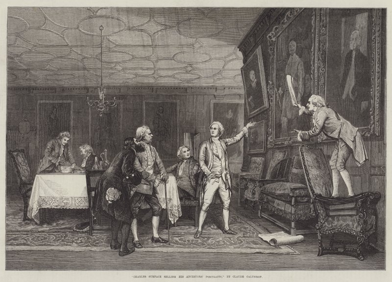 Charles Surface eladja ősei portréit alkotó: Claude Andrew Calthrop