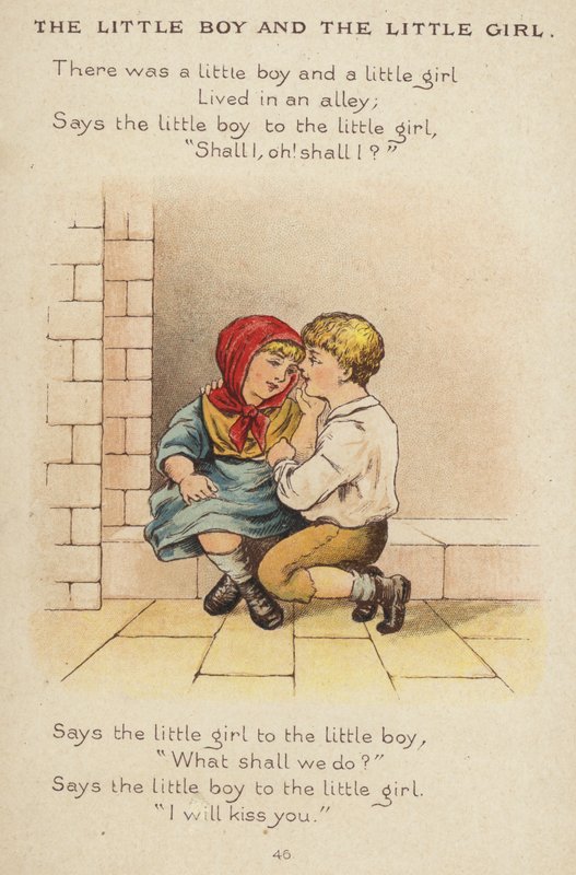 Mondóka: A kisfiú és a kislány (chromolitho) alkotó: Constance Haslewood