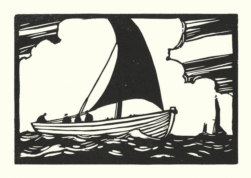Halászhajók és uszályok: (fametszet) alkotó: Cyril A. Wilkinson