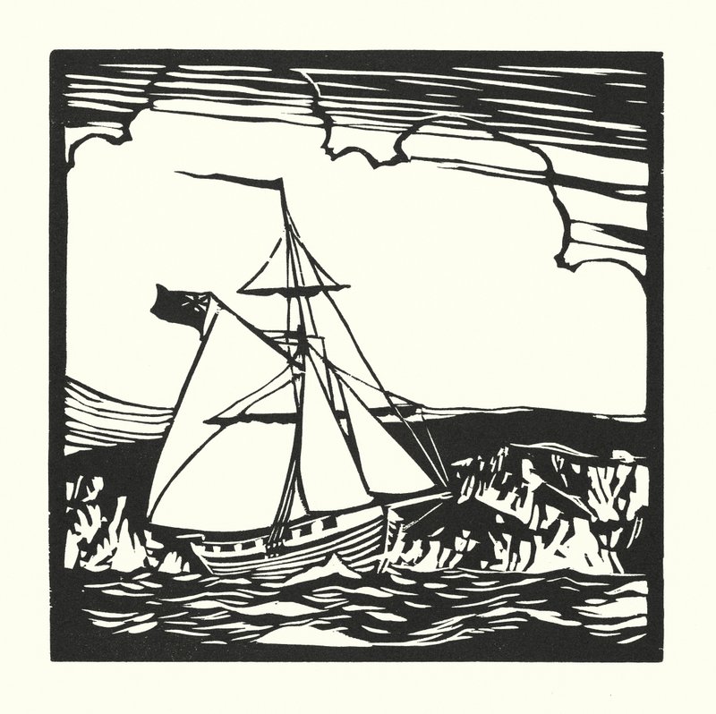 Halászhajók és uszályok: (fametszet) alkotó: Cyril A. Wilkinson