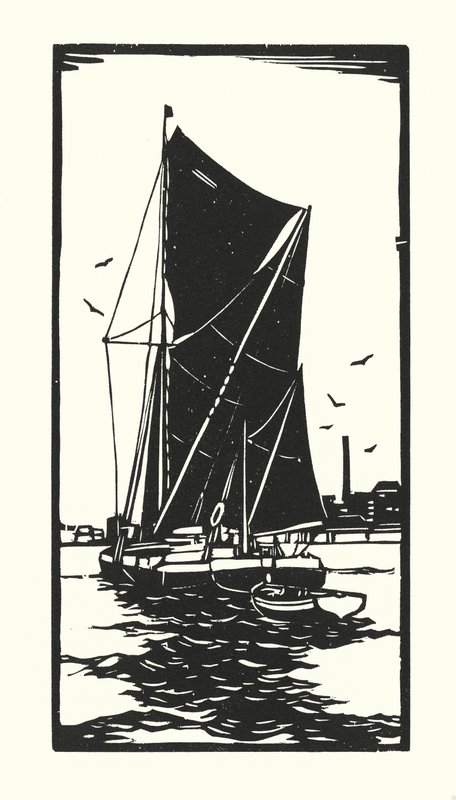 Halászhajók és uszályok: (fametszet) alkotó: Cyril A. Wilkinson