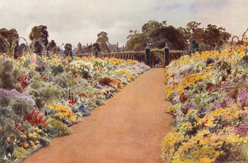 The Double Borders in the East Garden, Sandringham (színes litó) alkotó: Cyril Ward