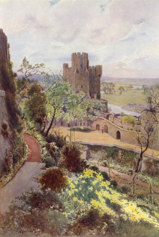 Winchester torony King James Herbere-ből, Norman Tower Garden (színes litho) alkotó: Cyril Ward