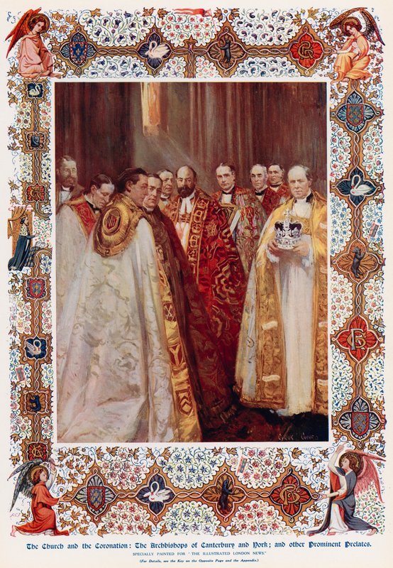 Canterbury és York érsekei és más prominens prelátusok (színes litho) alkotó: Cyrus (after) Cuneo