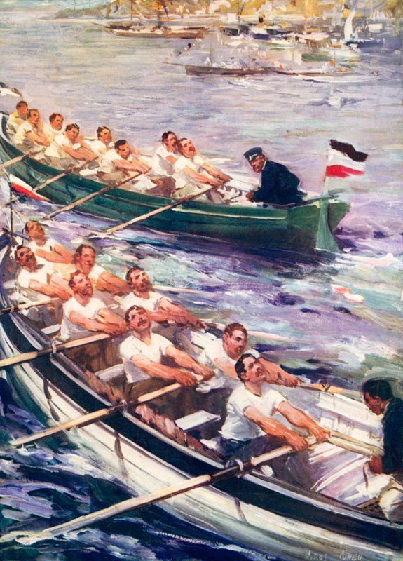 Evezős verseny britek és németek között alkotó: Cyrus Cuneo