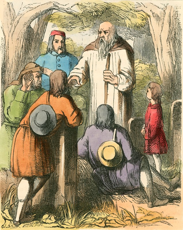 Dick Whittington a falusiakat hallgatja alkotó: Dalziel Brothers