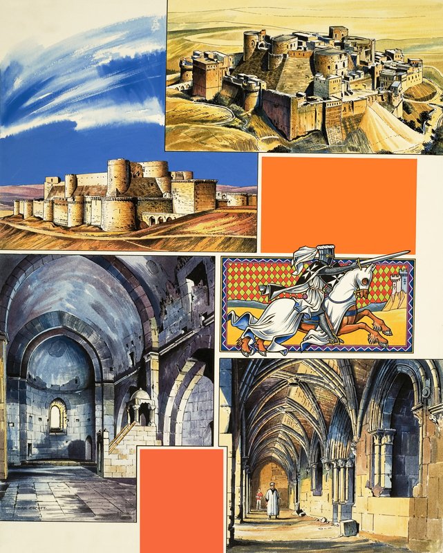 Le Krak Des Chevaliers vár Szíriában (gouache, papír) alkotó: Dan Escott