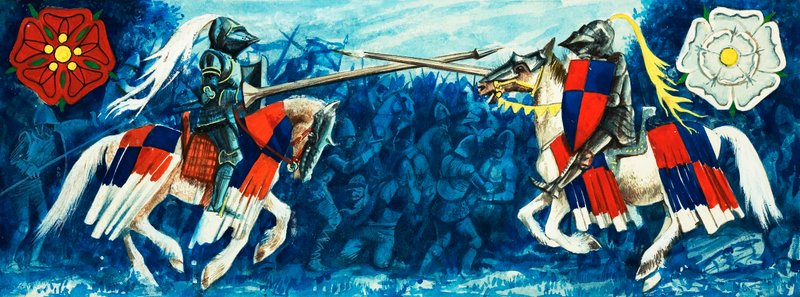 A rózsák háborúja (guache papíron) alkotó: Dan Escott
