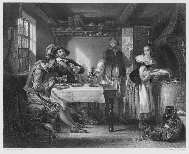 Gil Blas Pennaflorban, a képről a Királyi Gyűjteményben (metszet) alkotó: Daniel (after) Maclise
