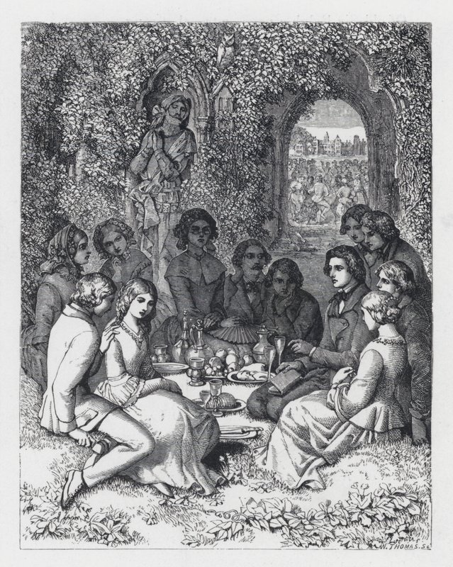 Illusztráció Tennyson A hercegnő című verséhez (metszet) alkotó: Daniel (after) Maclise
