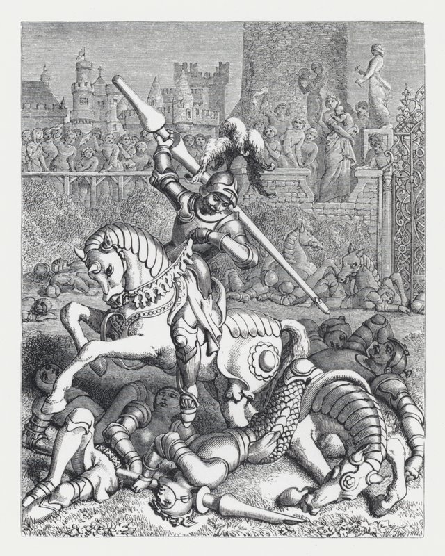Illusztráció Tennyson A hercegnő című verséhez (metszet) alkotó: Daniel (after) Maclise