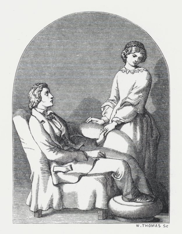 Illusztráció Tennyson A hercegnő című verséhez (metszet) alkotó: Daniel (after) Maclise