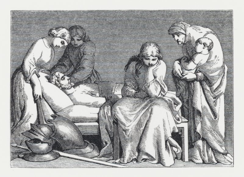 Illusztráció Tennyson A hercegnő című verséhez (metszet) alkotó: Daniel (after) Maclise