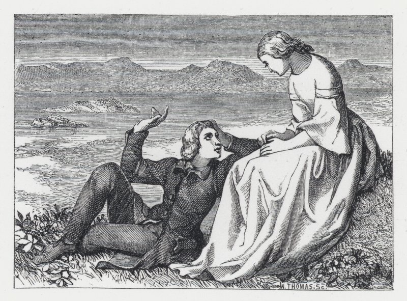 Illusztráció Tennyson A hercegnő című verséhez (metszet) alkotó: Daniel (after) Maclise