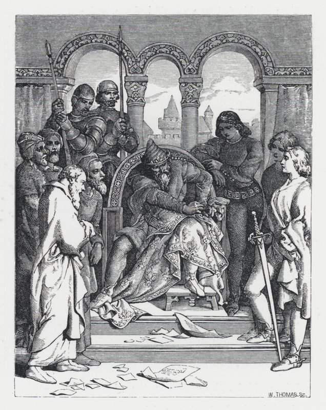 Illusztráció Tennyson A hercegnő című verséhez (metszet) alkotó: Daniel (after) Maclise