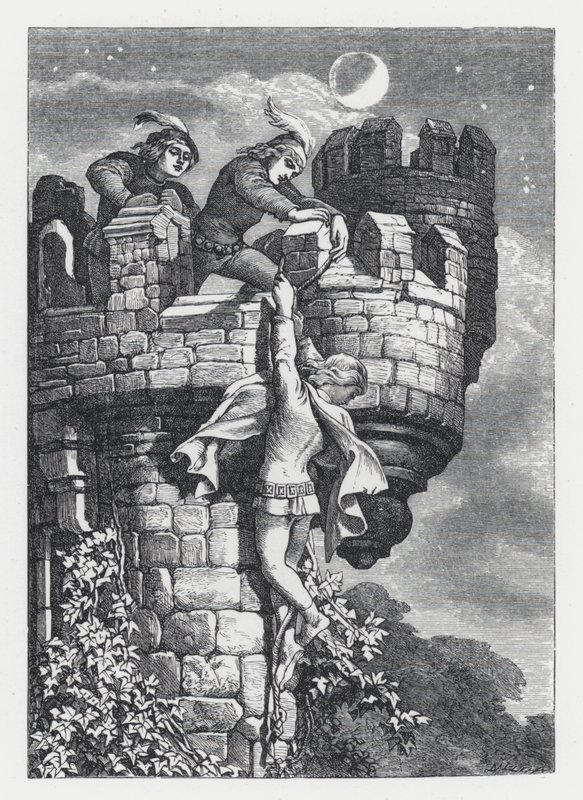 Illusztráció Tennyson A hercegnő című verséhez (metszet) alkotó: Daniel (after) Maclise