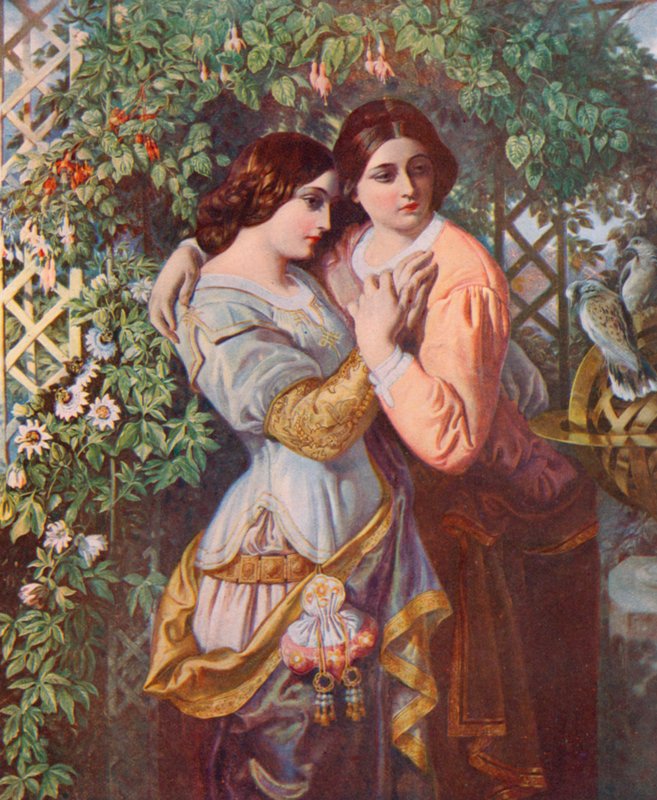 Shakespeare: Celia és Rosalind, ahogy tetszik, I. felvonás, 3. jelenet (színes litó) alkotó: Daniel (after) Maclise