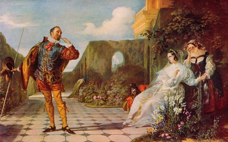 Shakespeare: Malvolio és Olivia, Tizenkettedik éjszaka, III. felvonás, 4. jelenet (színes litó) alkotó: Daniel (after) Maclise
