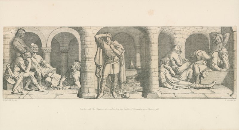 Harold és a szászok a Beaurain kastélyban vannak, Montreuil közelében alkotó: Daniel Maclise