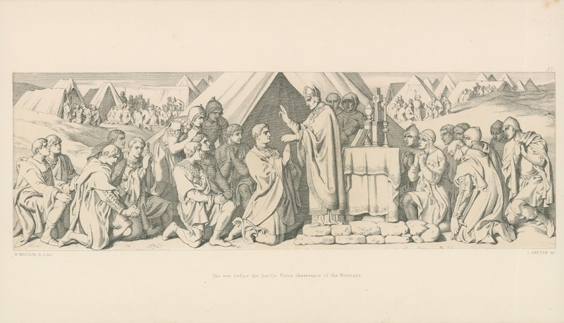 Este a csata előtt. A normannok jámbor betartása alkotó: Daniel Maclise