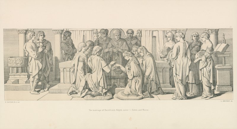 Harold házassága Aldyth-tal, Edwin és Morcar nővérével alkotó: Daniel Maclise