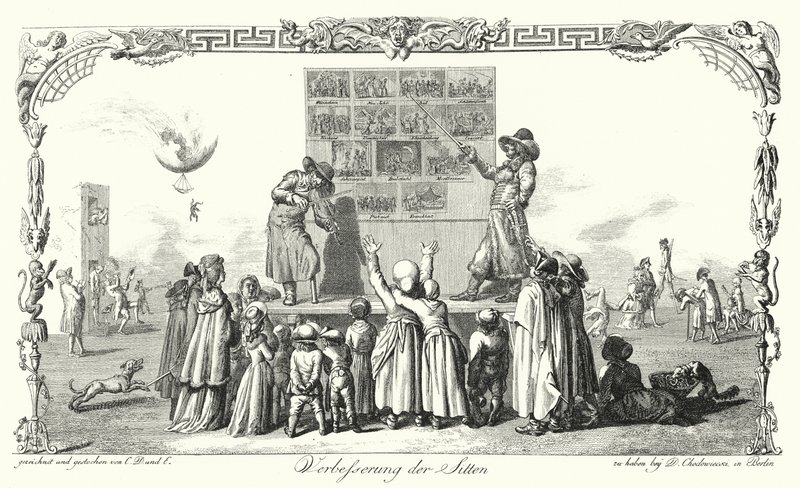 Erkölcsi fejlesztés (metszet) alkotó: Daniel Nikolaus (after) Chodowiecki