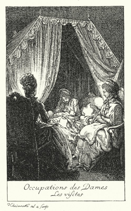 Hölgyek üldözése (metszet) alkotó: Daniel Nikolaus (after) Chodowiecki
