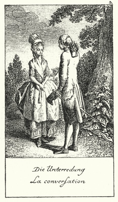 A beszélgetés (metszet) alkotó: Daniel Nikolaus (after) Chodowiecki