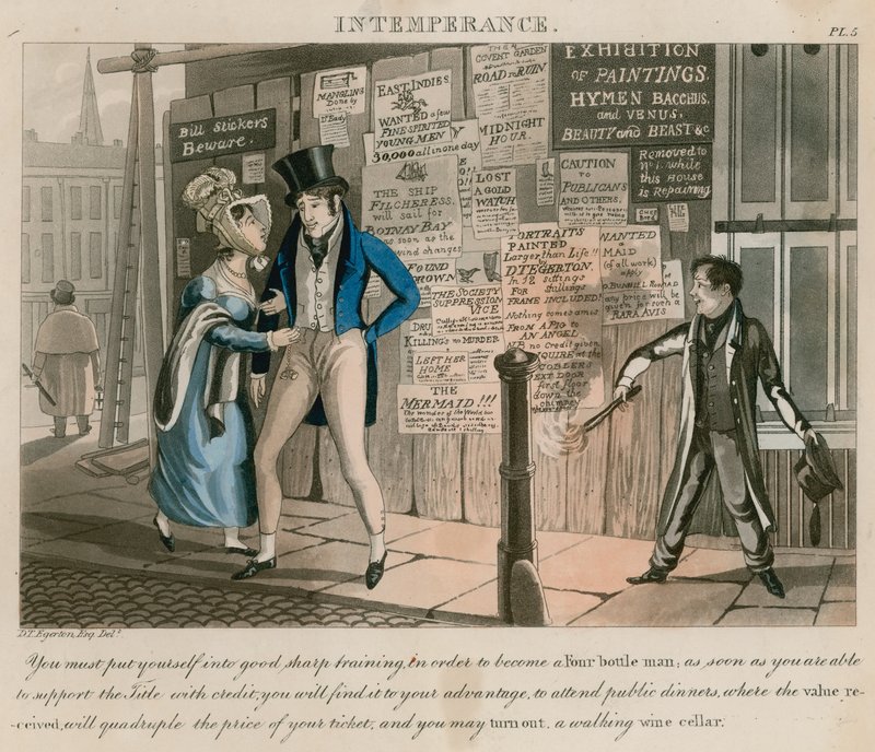 Mértéktelenség; 1828-ban megjelent rajzfilm alkotó: Daniel Thomas Egerton