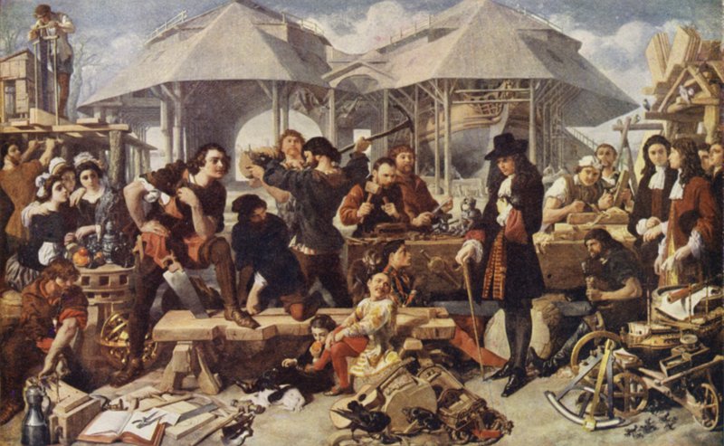Nagy Péter a londoni Deptford Dockyardban alkotó: Daniel after Maclise