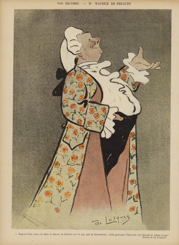 Maurice de Feraudy francia dalszerző és színész. Illusztráció Le Rire alkotó: Daniel de Losques