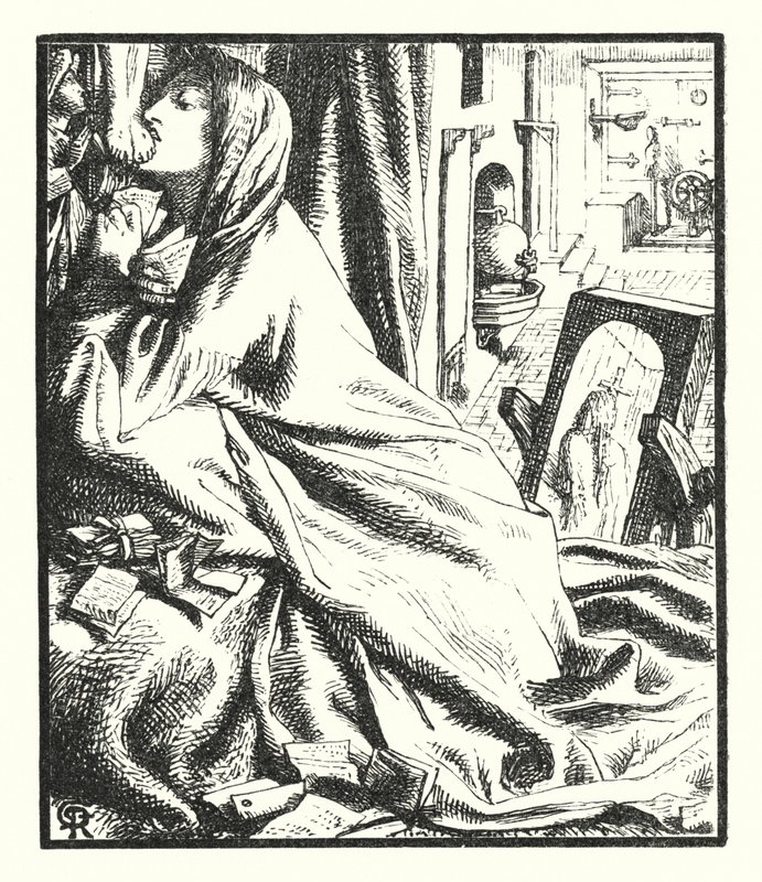 Mariana a délen (metszet) alkotó: Dante Gabriel (after) Rossetti