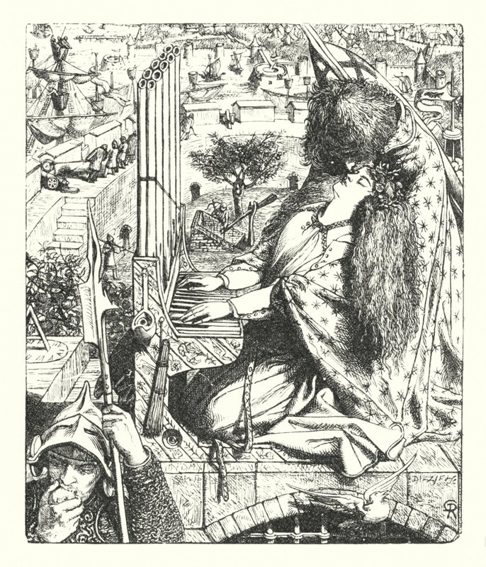 A Művészetek Palotája (metszet) alkotó: Dante Gabriel (after) Rossetti