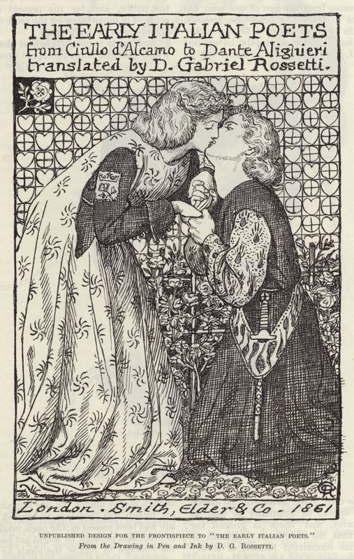 Kiadatlan terv a The Early Italian Poets címlapjához alkotó: Dante Gabriel Charles Rossetti