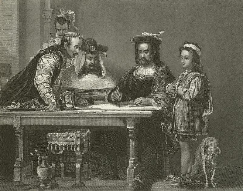 Kolumbusz Amerika felfedezésének tervezése, 15. század alkotó: David Wilkie