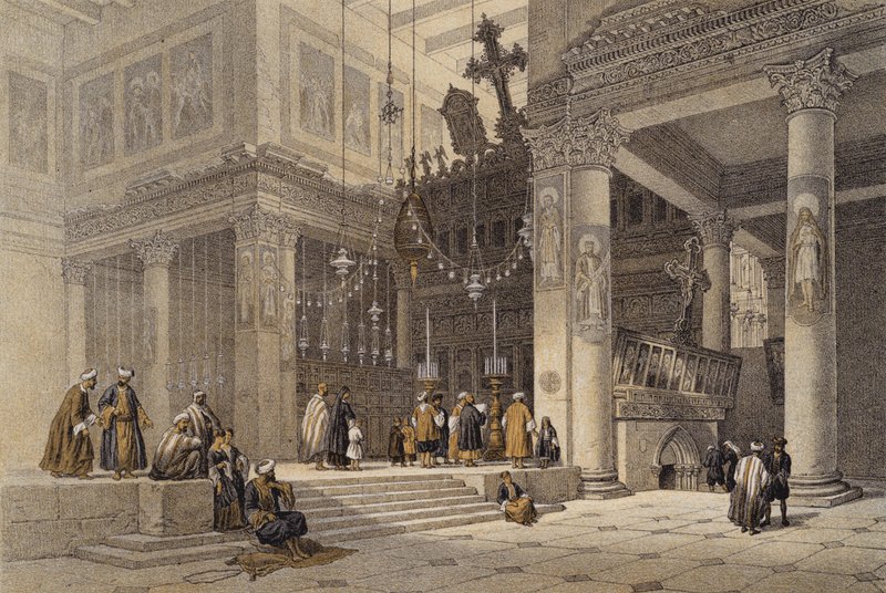 Szent Ilona templom (színes litó) alkotó: David (after) Roberts