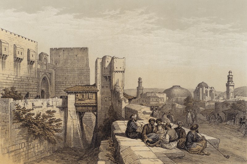 A jeruzsálemi fellegvár bejárata (színes litó) alkotó: David (after) Roberts