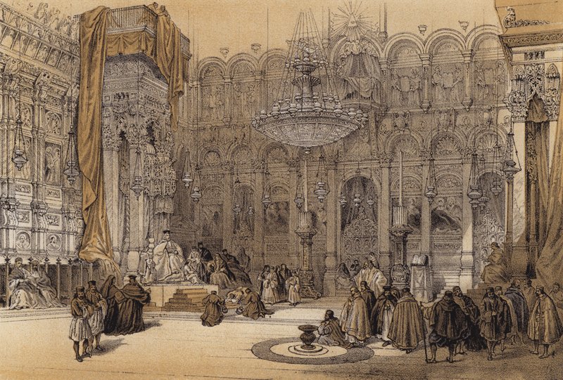 Szent Sír görög templom (színes litho) alkotó: David (after) Roberts