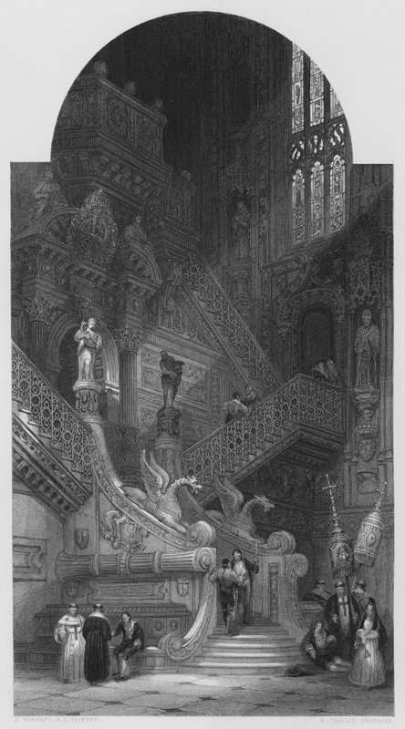 Burgosi katedrális belseje, a Vernon Galéria képéről (metszet) alkotó: David (after) Roberts
